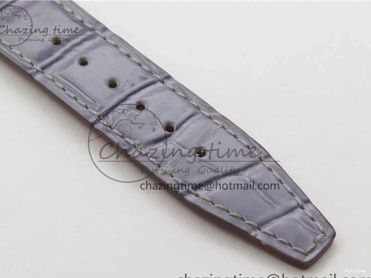 MIROTIME 0227 Attractive Portofino 37mm SS V7F 1:1 Best Edition Gray Dial Diamonds Bezel on Gray Leather Strap A 7091